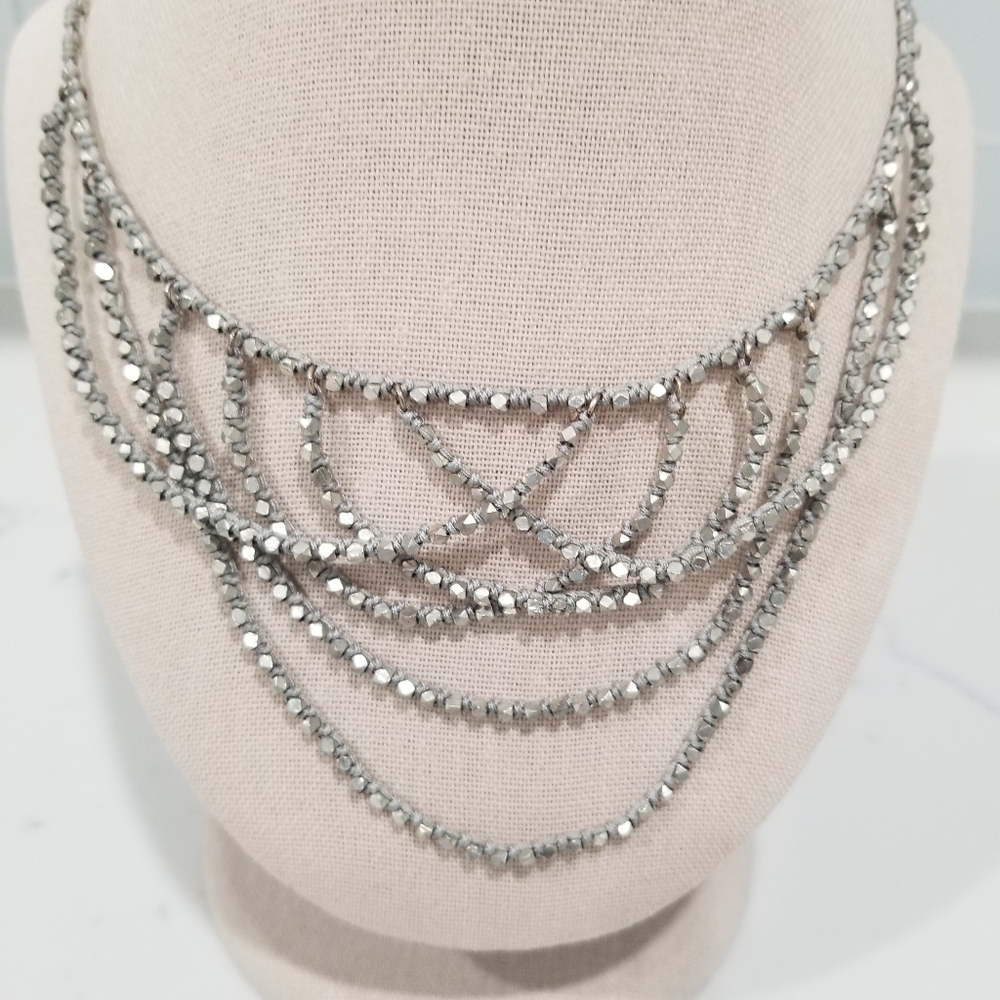 Chan Luu Necklace - gray with silver beads